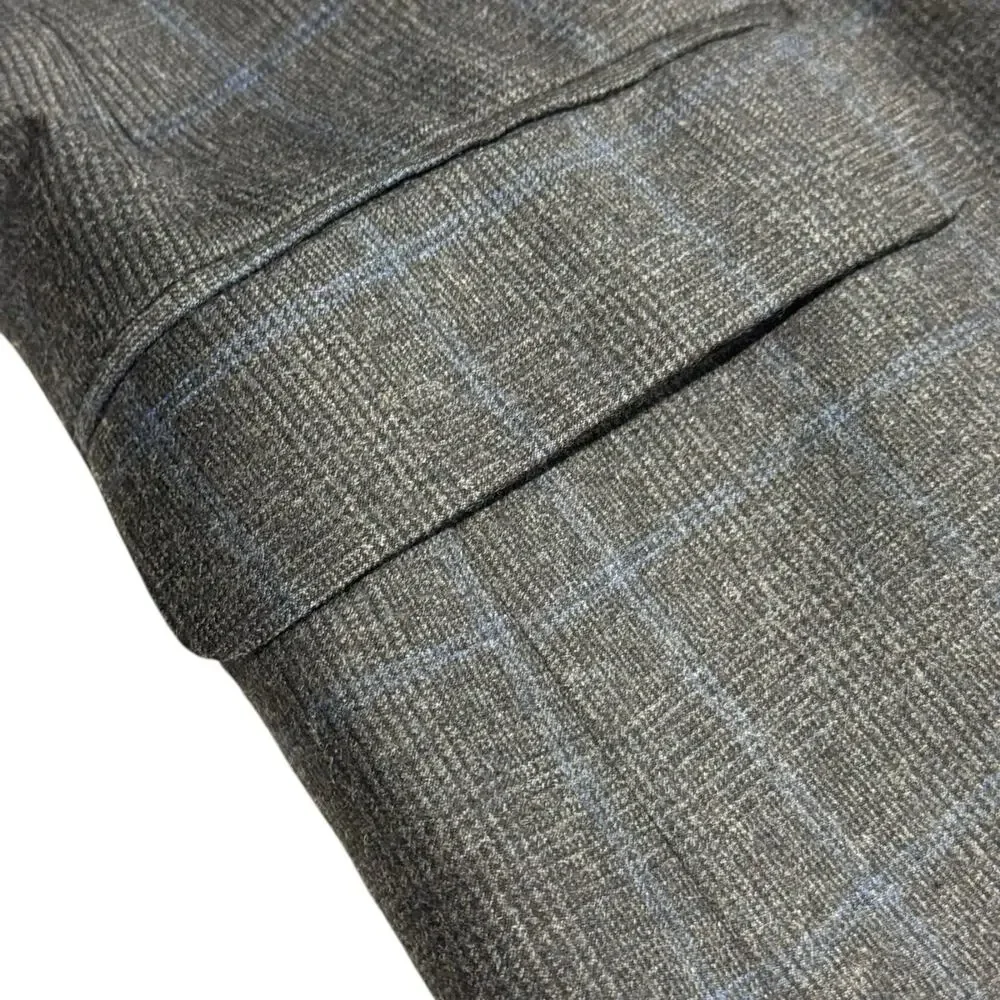 Brooks Brothers 346 44R Charcoal Slate Gray Blue Windowpan Check Overaly Blazer